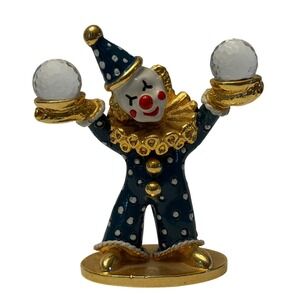 Swarovski Crystal Memories Jester Clown Figurine Blue Enamel Gold Tone CA1647